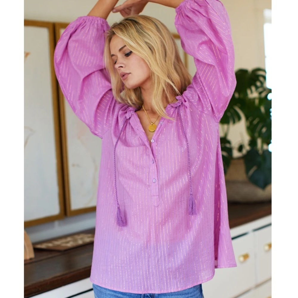 Emerson Fry Bardot Top- Pink Lurex